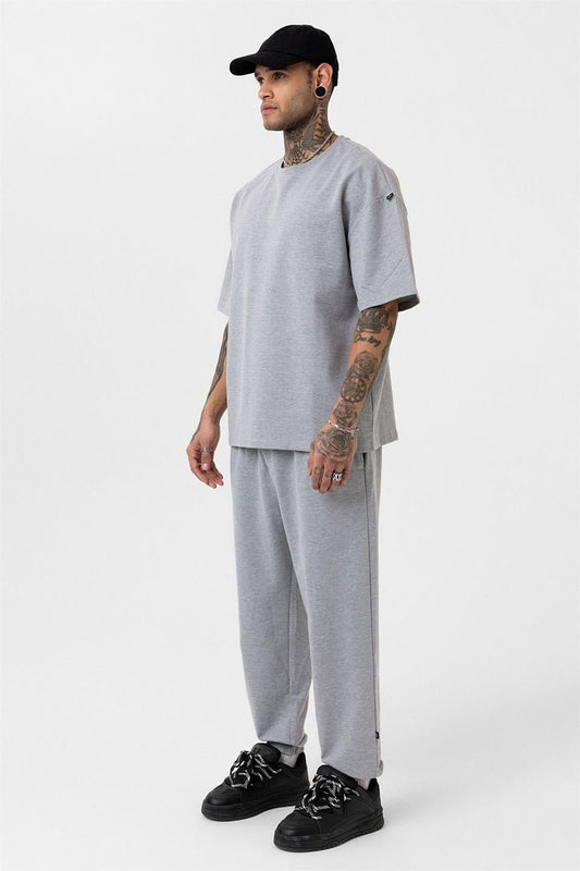 Basic Oversized Sweatsuit Set with Elastic Cuffs