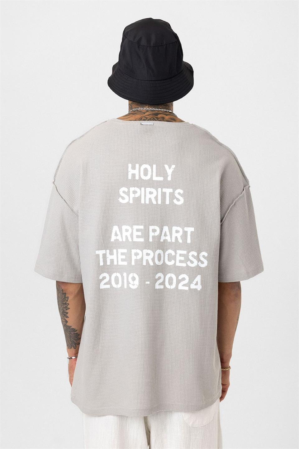 Oversized Knit T-Shirt with Back Print