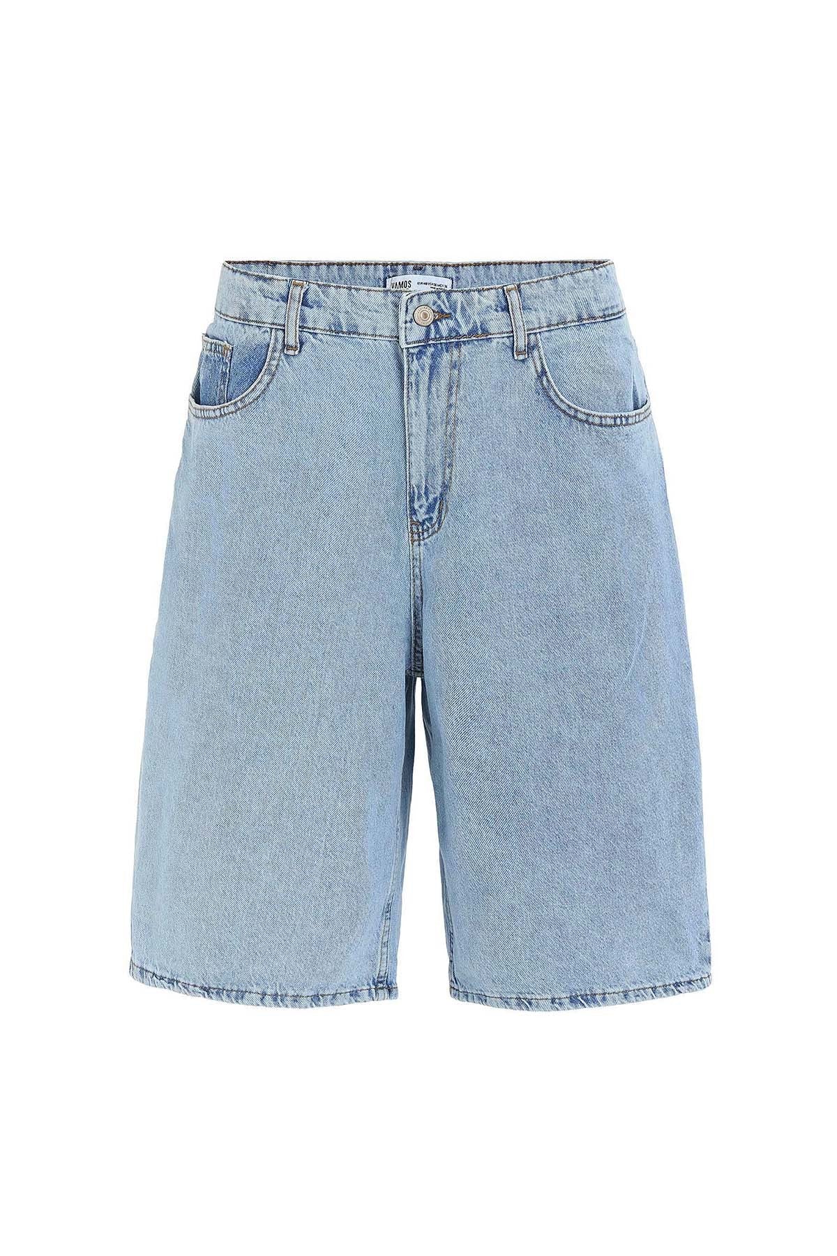 Oversized Denim Bermuda Shorts 40-285