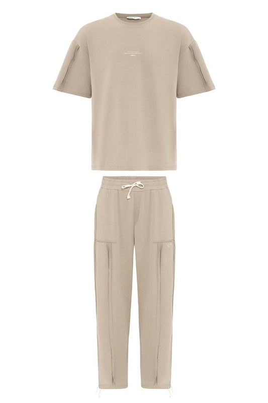 Printed Cuffed Pants Sweatsuit Set 40-293