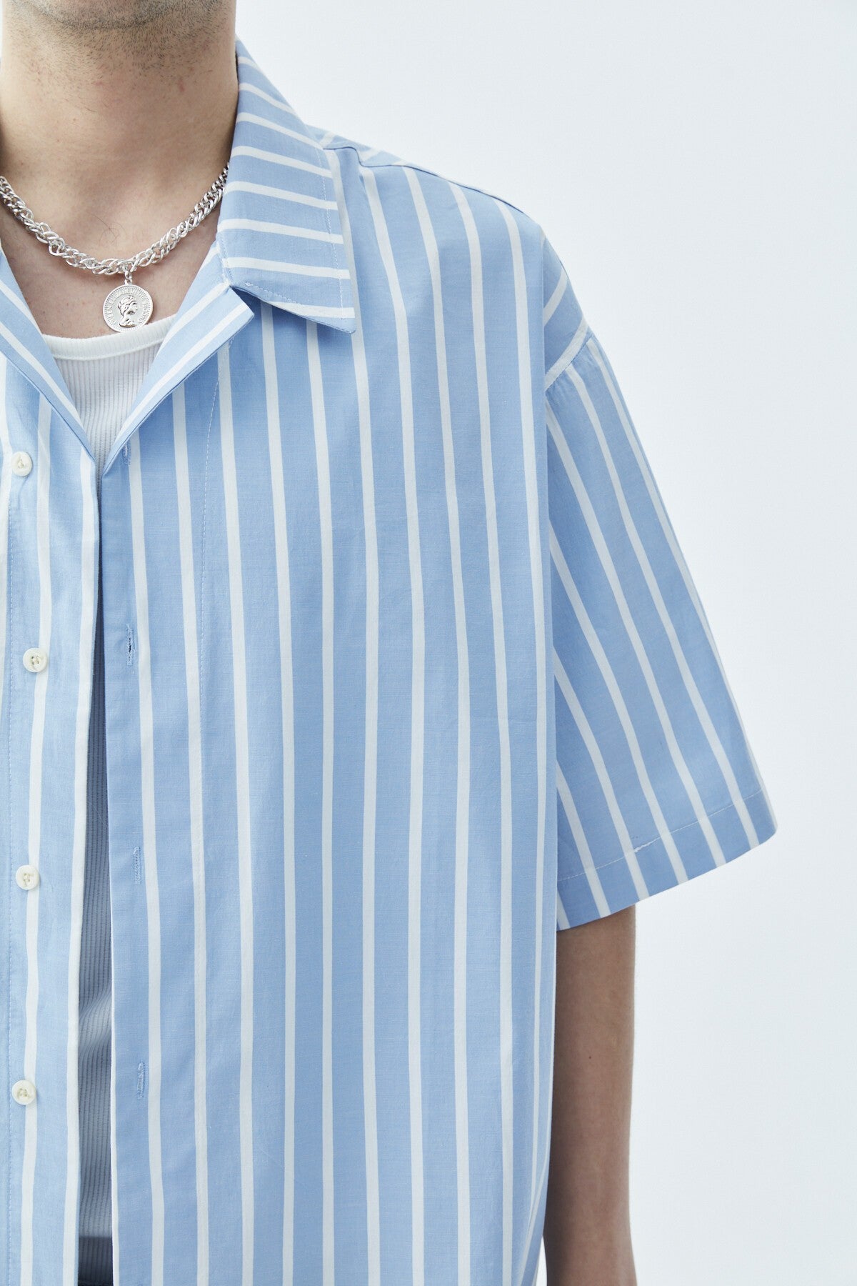 Striped Oversized Short-Sleeve Shirt
