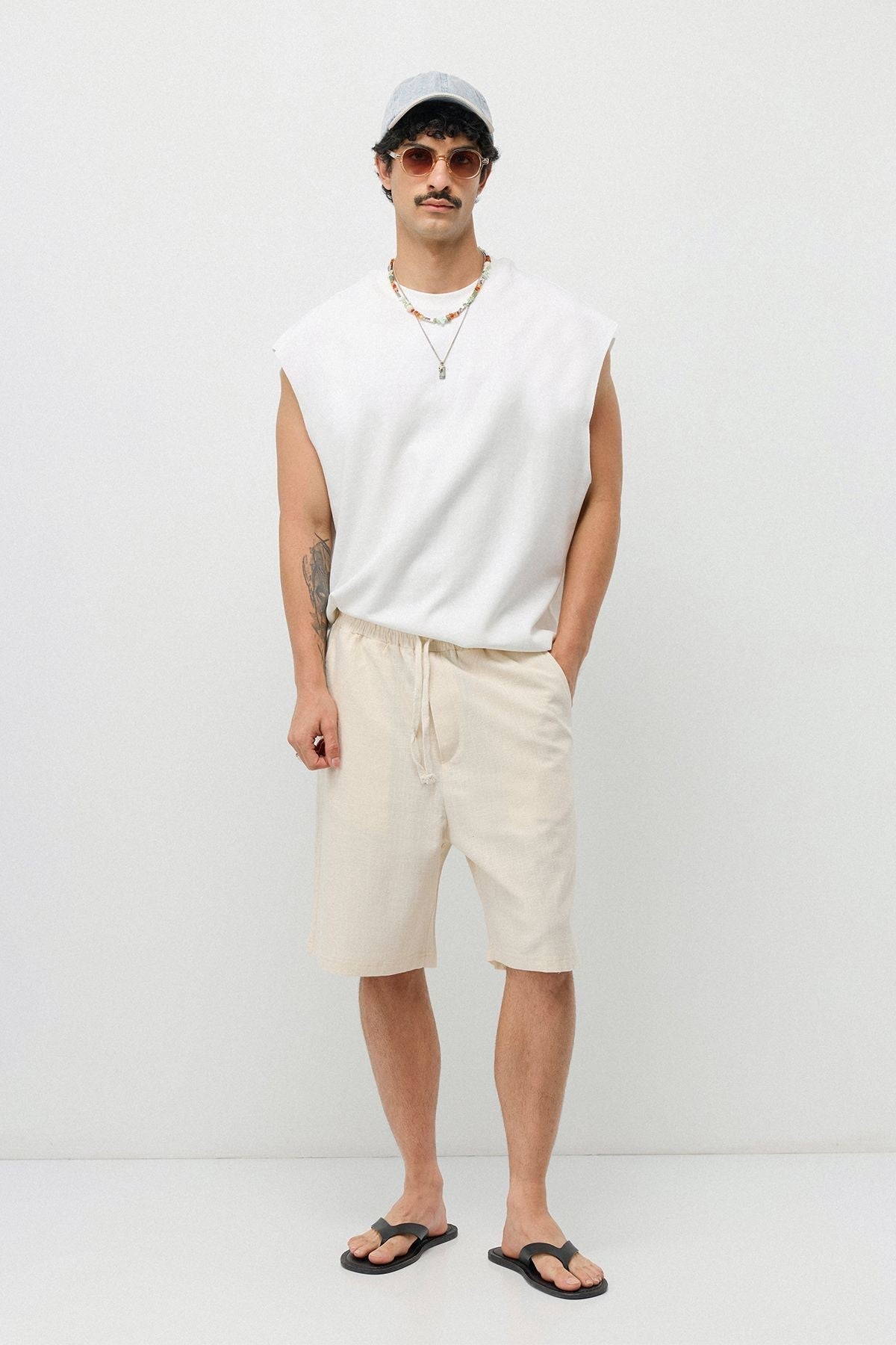 Basic Oversized Linen Shorts