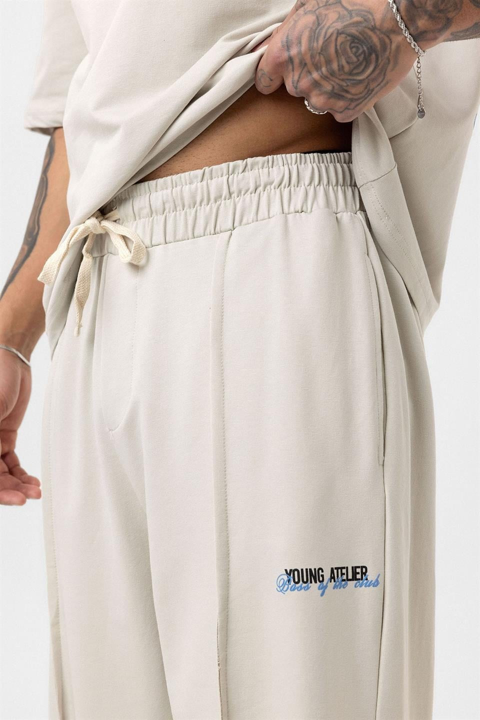 Oversized Sweatsuit Set with Slit Hem