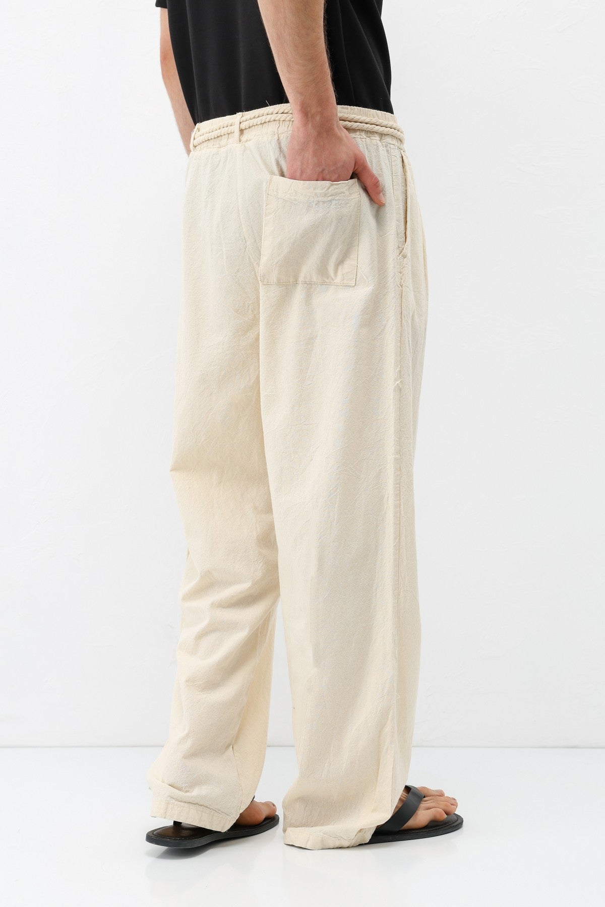 Oversized Linen Pants with Detailed Belt