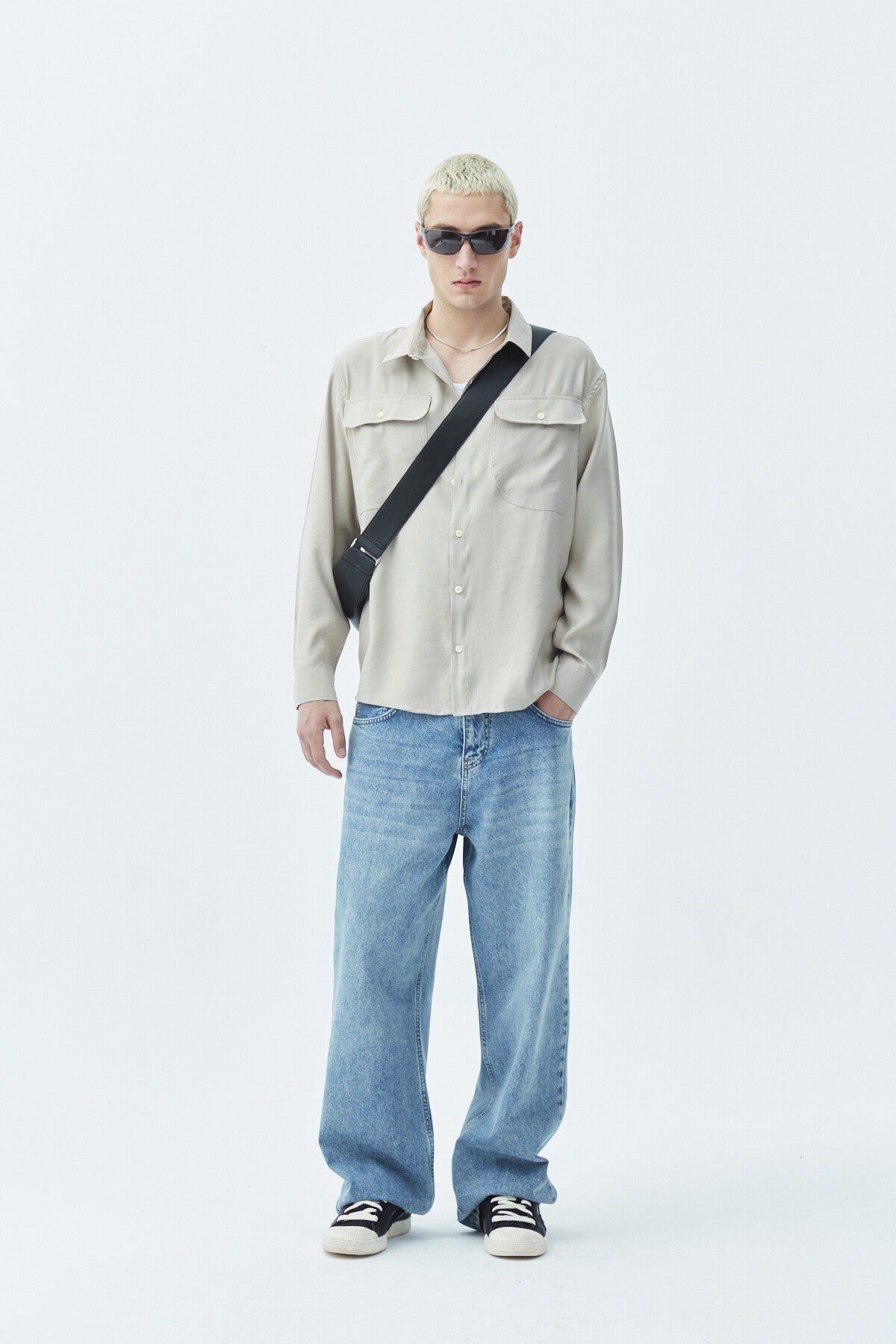 Long-Sleeve Modal Shirt with Double Pockets