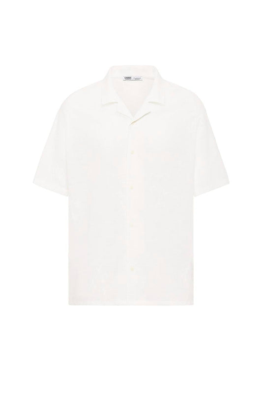 Oversized Short-Sleeve Shirt with Embroidery Details
