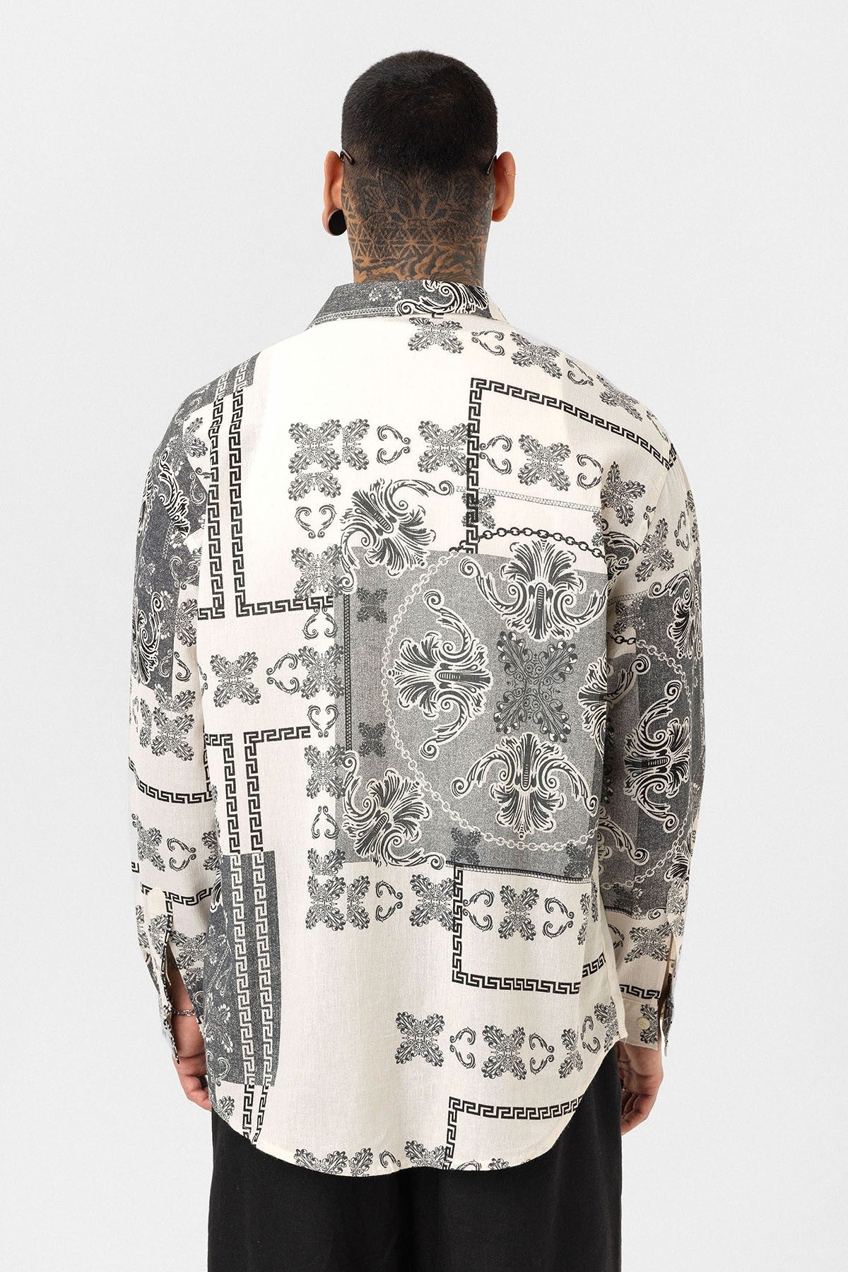 Oversized Shirt with Ethnic Patterns