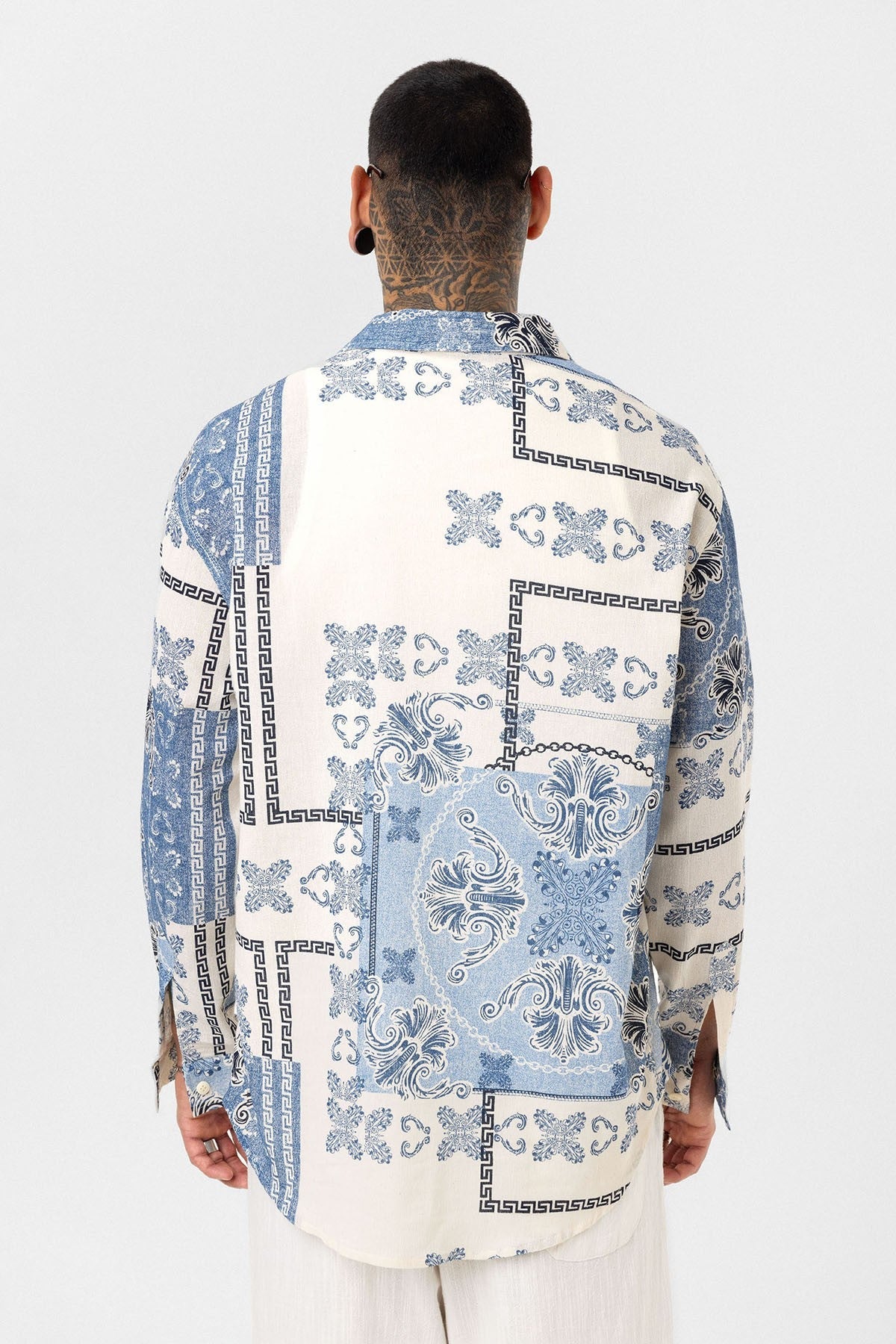 Oversized Shirt with Ethnic Patterns