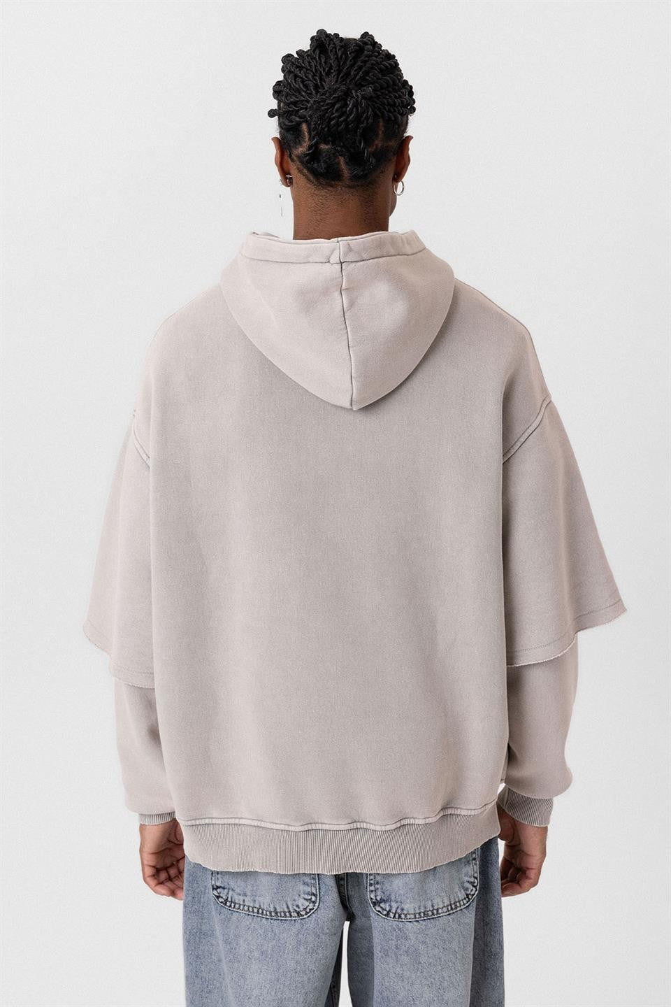 Oversized Printed Sweatshirt with Sleeve Details