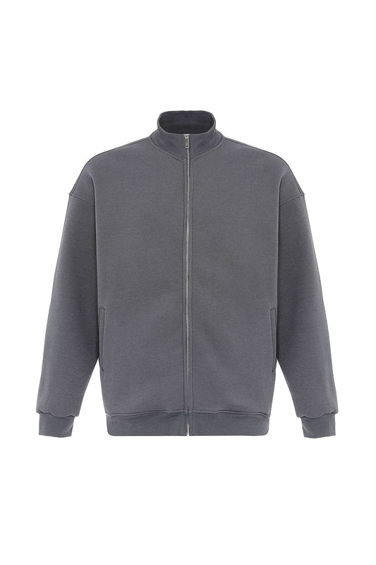 Basic Oversized Sweatshirt with Zipper