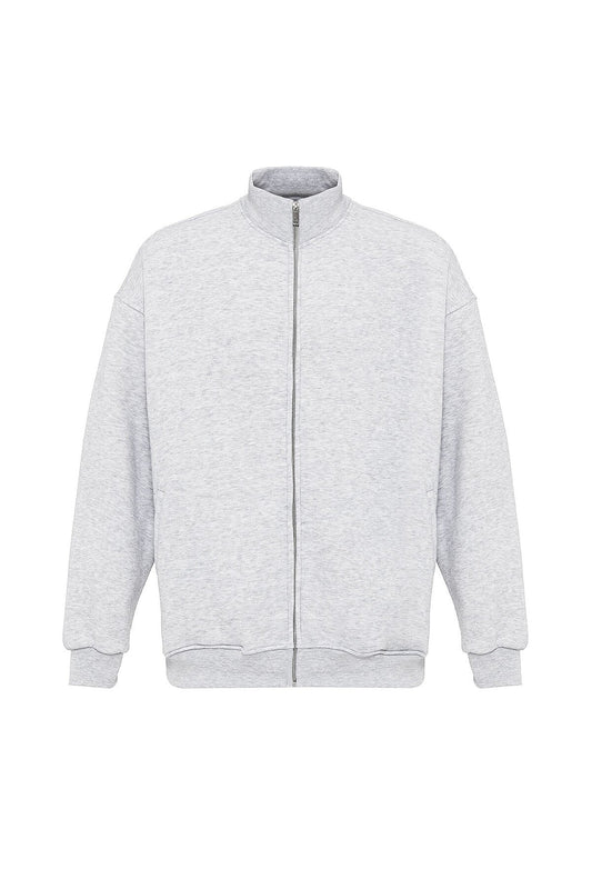 Basic Oversized Sweatshirt with Zipper