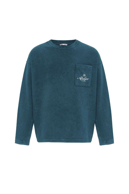 Oversized Sweatshirt with Pocket Details (Machine Washable)