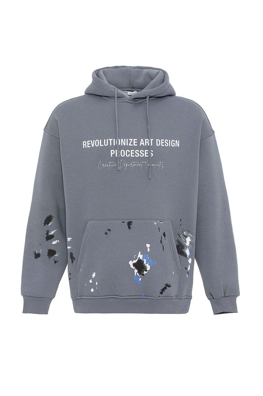 Color-Detailed Oversized Hooded Sweatshirt