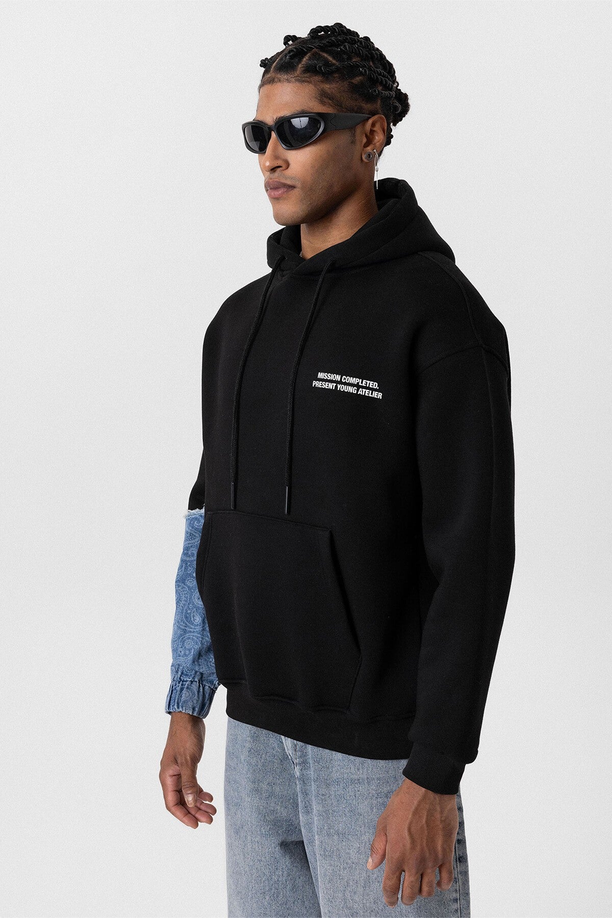 Oversized Hooded Sweatshirt with Sleeve Details