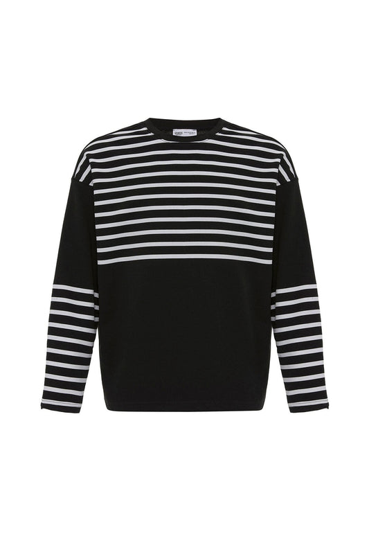 Oversized Sweatshirt with Striped Trim