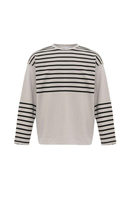 Oversized Sweatshirt with Striped Trim