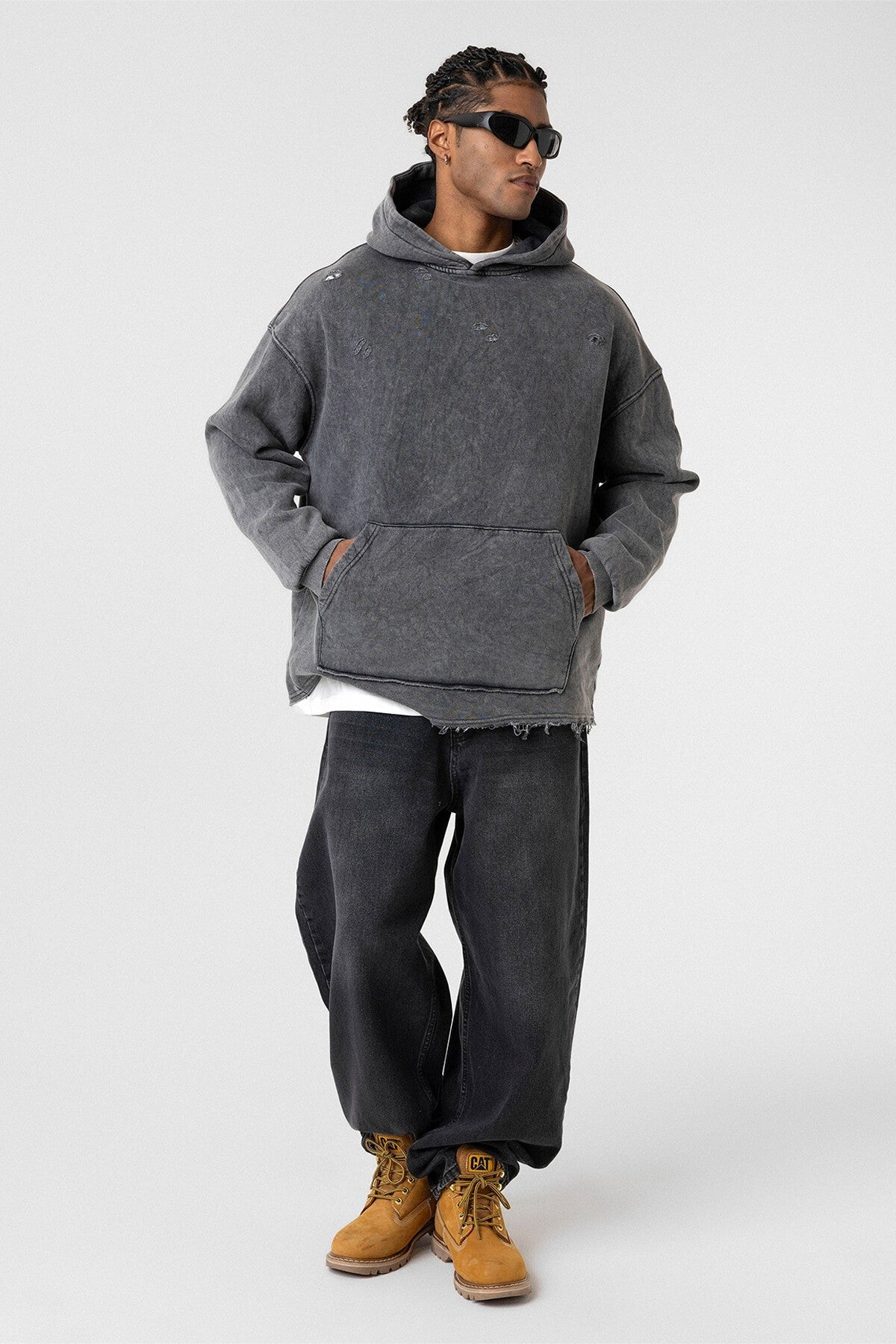 Oversized Sweatshirt with Distressed Details