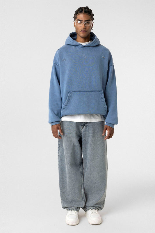 Oversized Sweatshirt with Distressed Details