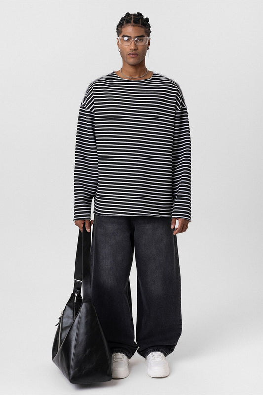 Oversized Sweatshirt with Collar Detail
