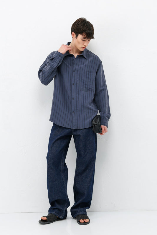 Oversized Striped Modal Shirt