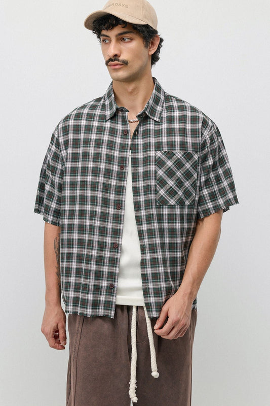 Boxy Fit Checkered Short-Sleeve Shirt