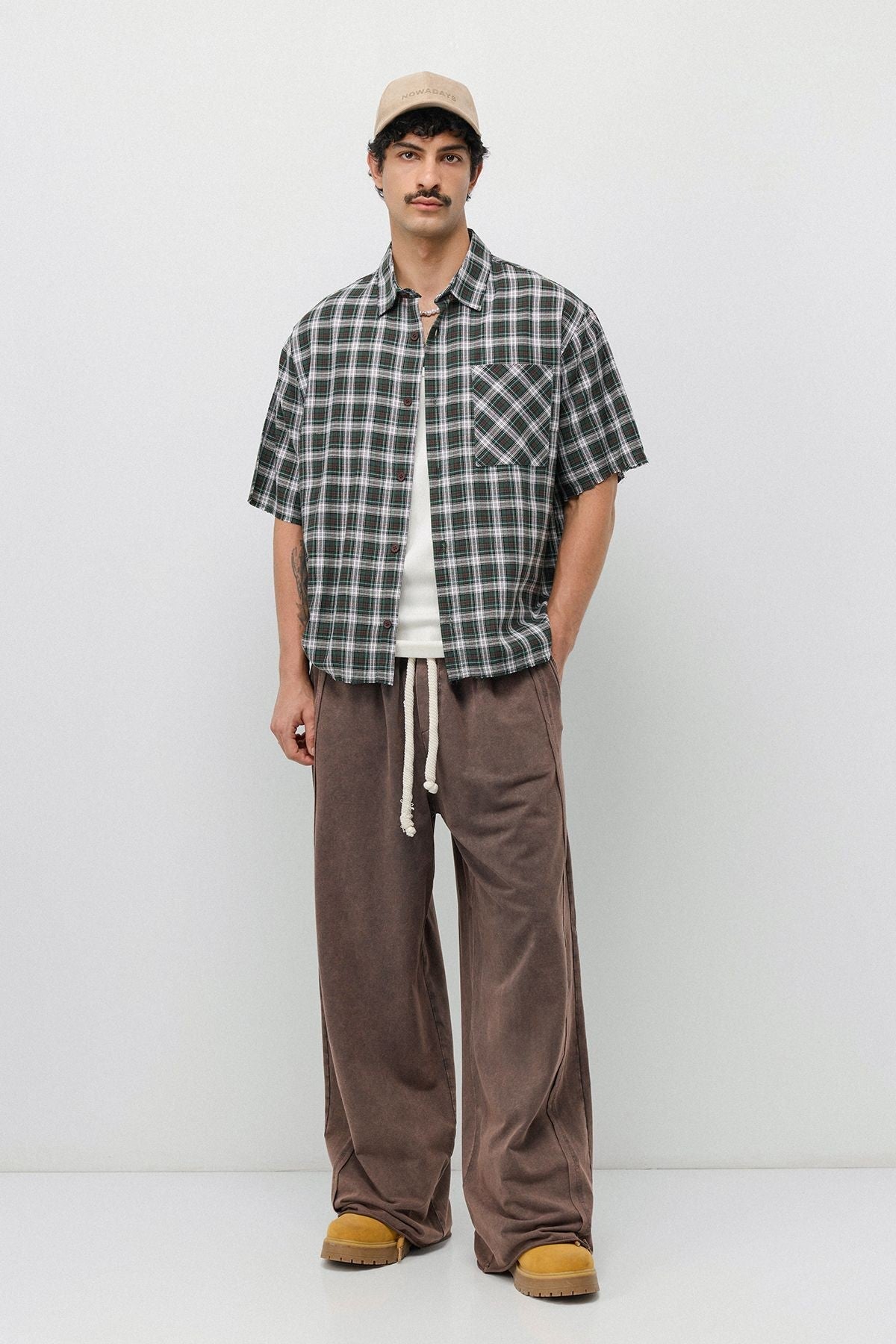 Boxy Fit Checkered Short-Sleeve Shirt