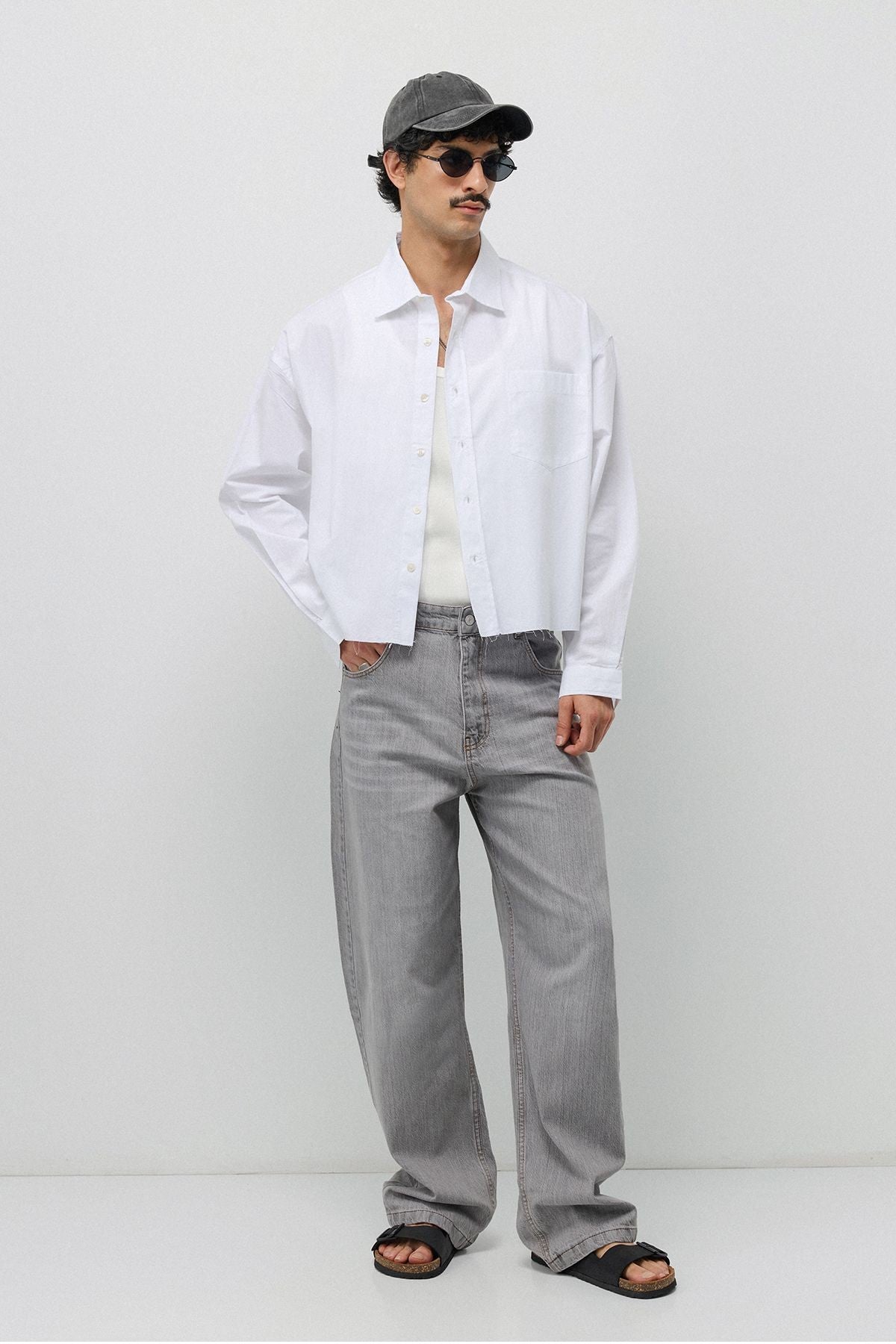 Linen Boxy Fit Crop Shirt