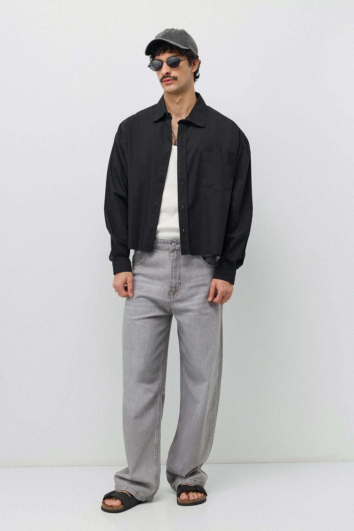 Linen Boxy Fit Crop Shirt