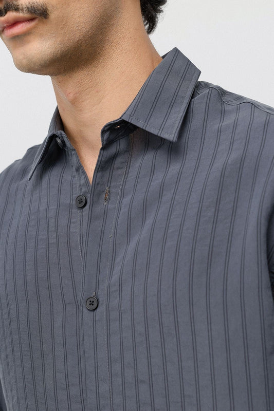 Oversized Shirt with a Modal Blend and Fine Stripes