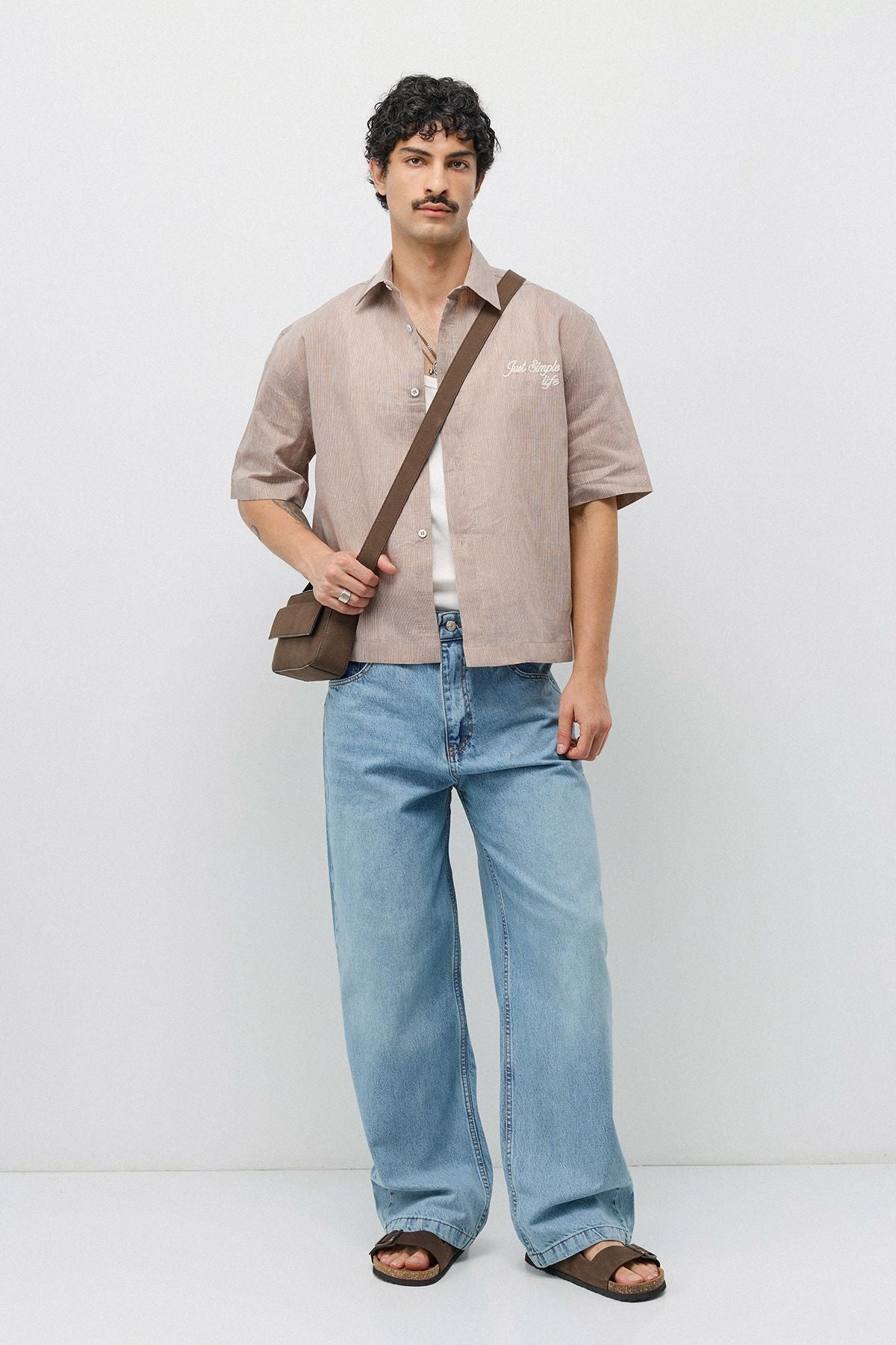 Embroidered Striped Box-Fit Shirt
