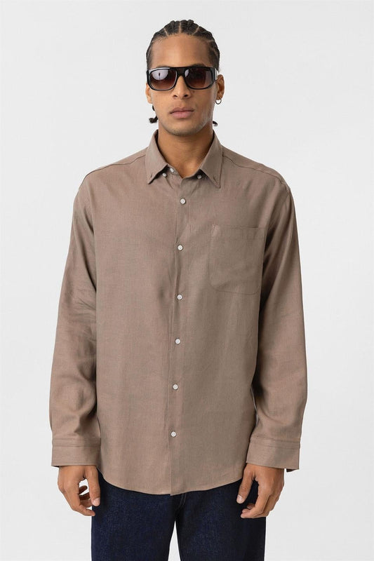 Oversized Long-Sleeve Shirt with Pocket Details