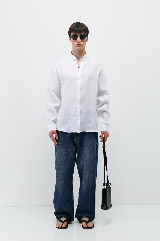 100% Linen Oversized Long-Sleeve Shirt