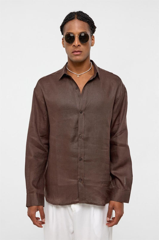 100% Linen Oversized Long-Sleeve Shirt
