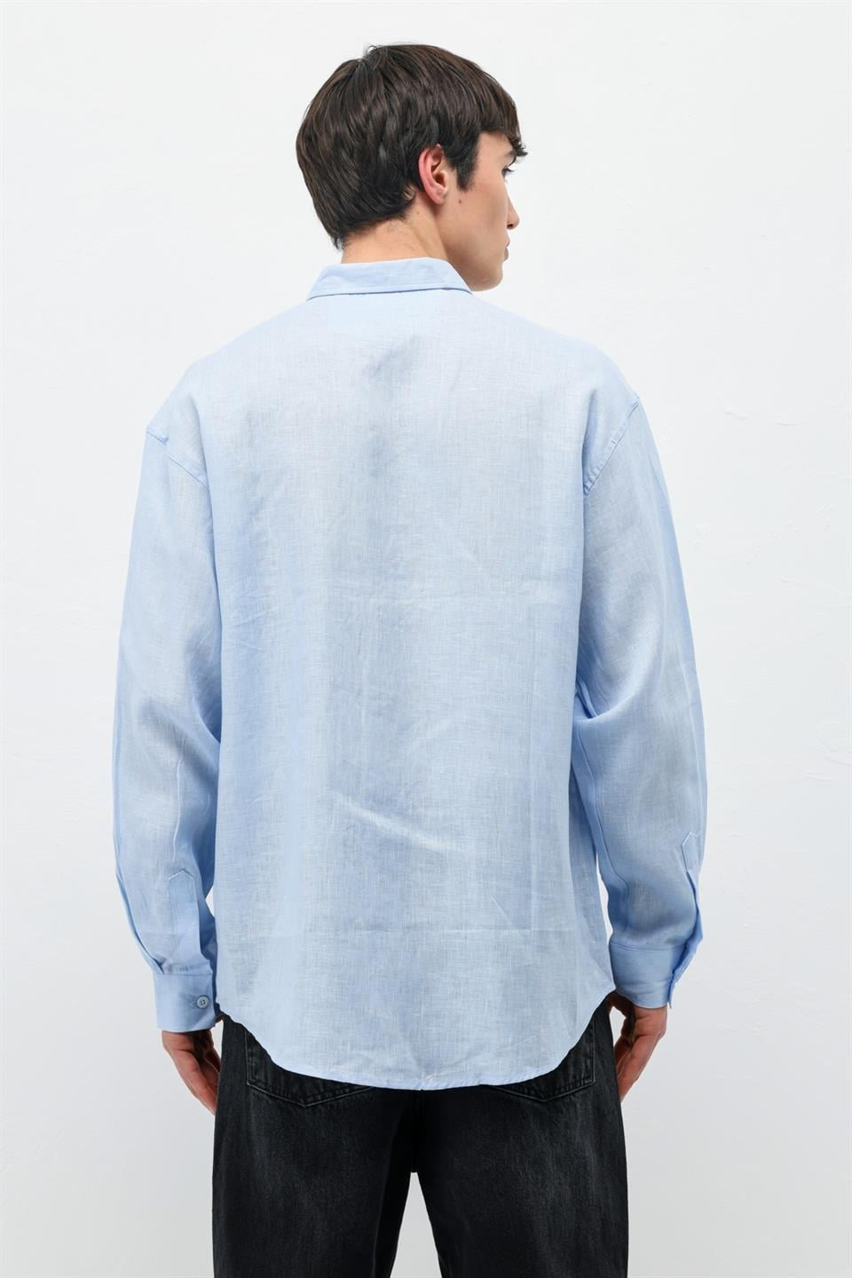 100% Linen Oversized Long-Sleeve Shirt