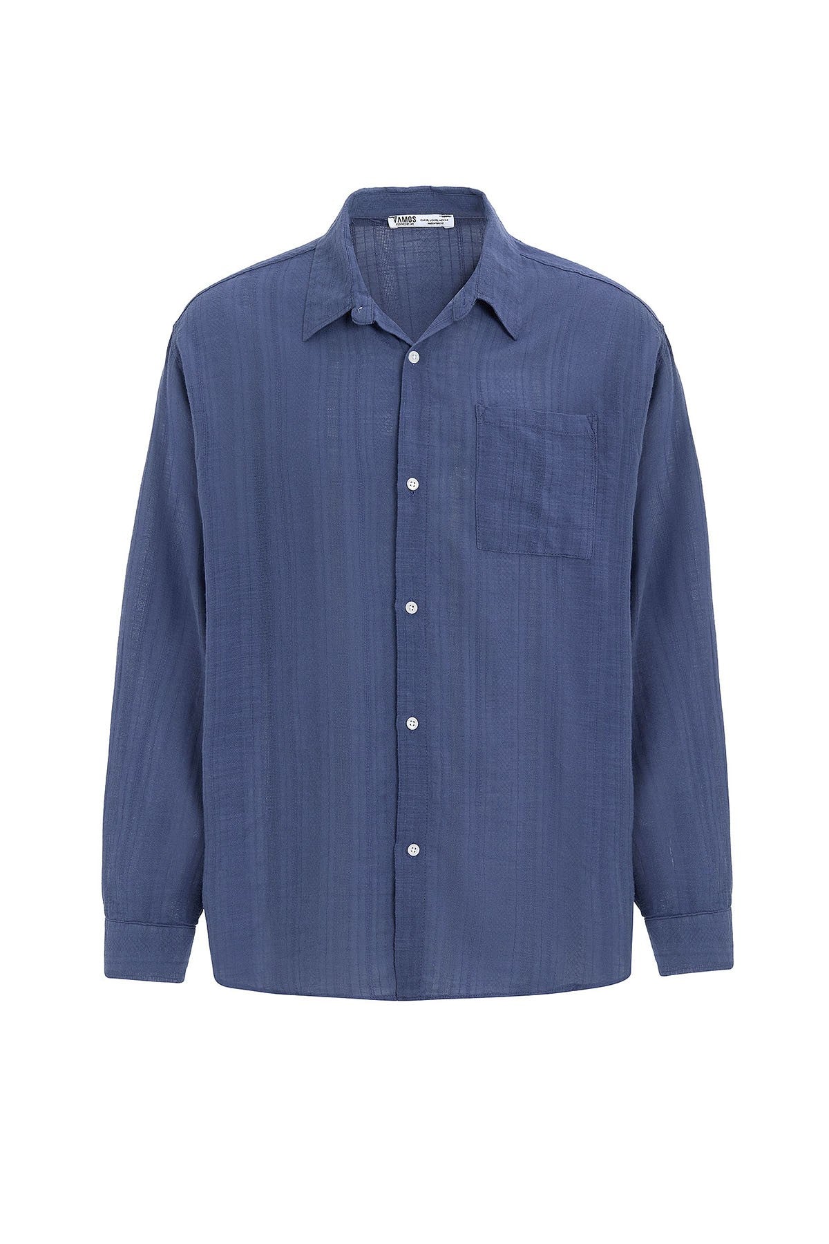 Oversized Striped Long-Sleeved Linen Shirt