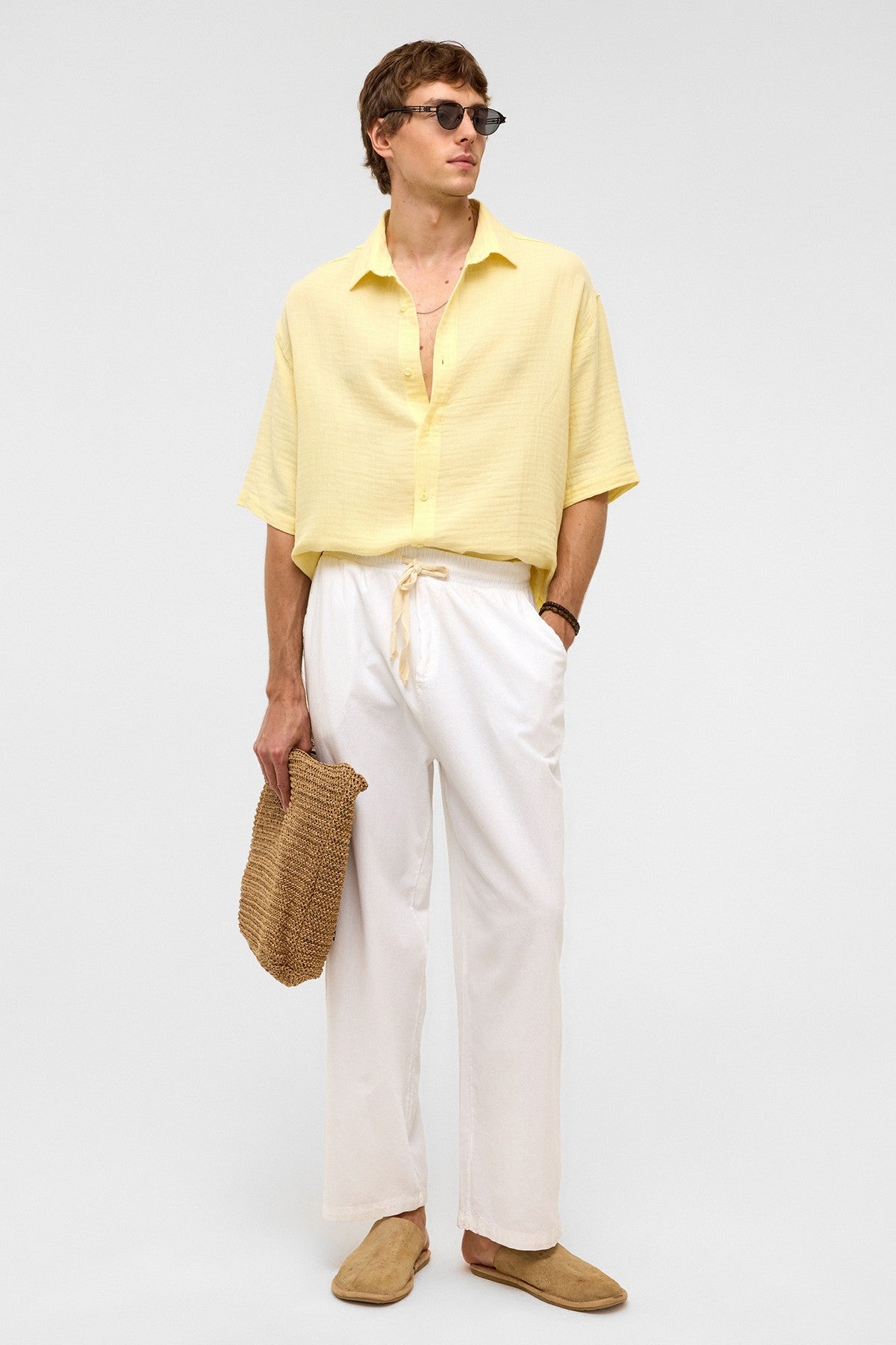 Oversized Short-Sleeved Muslin Shirt