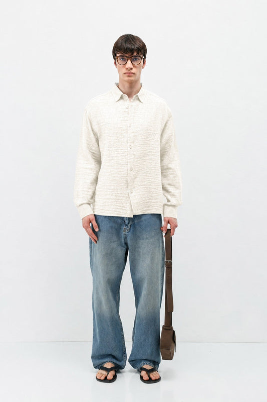 Oversized Patterned Linen Shirt