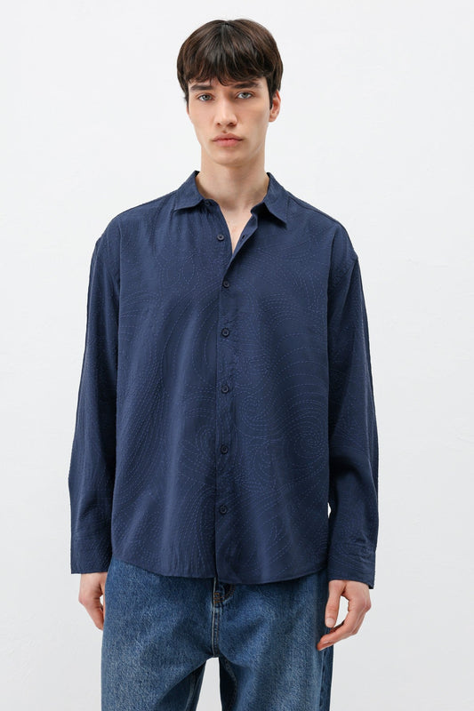Oversized Shirt with Stitching Details