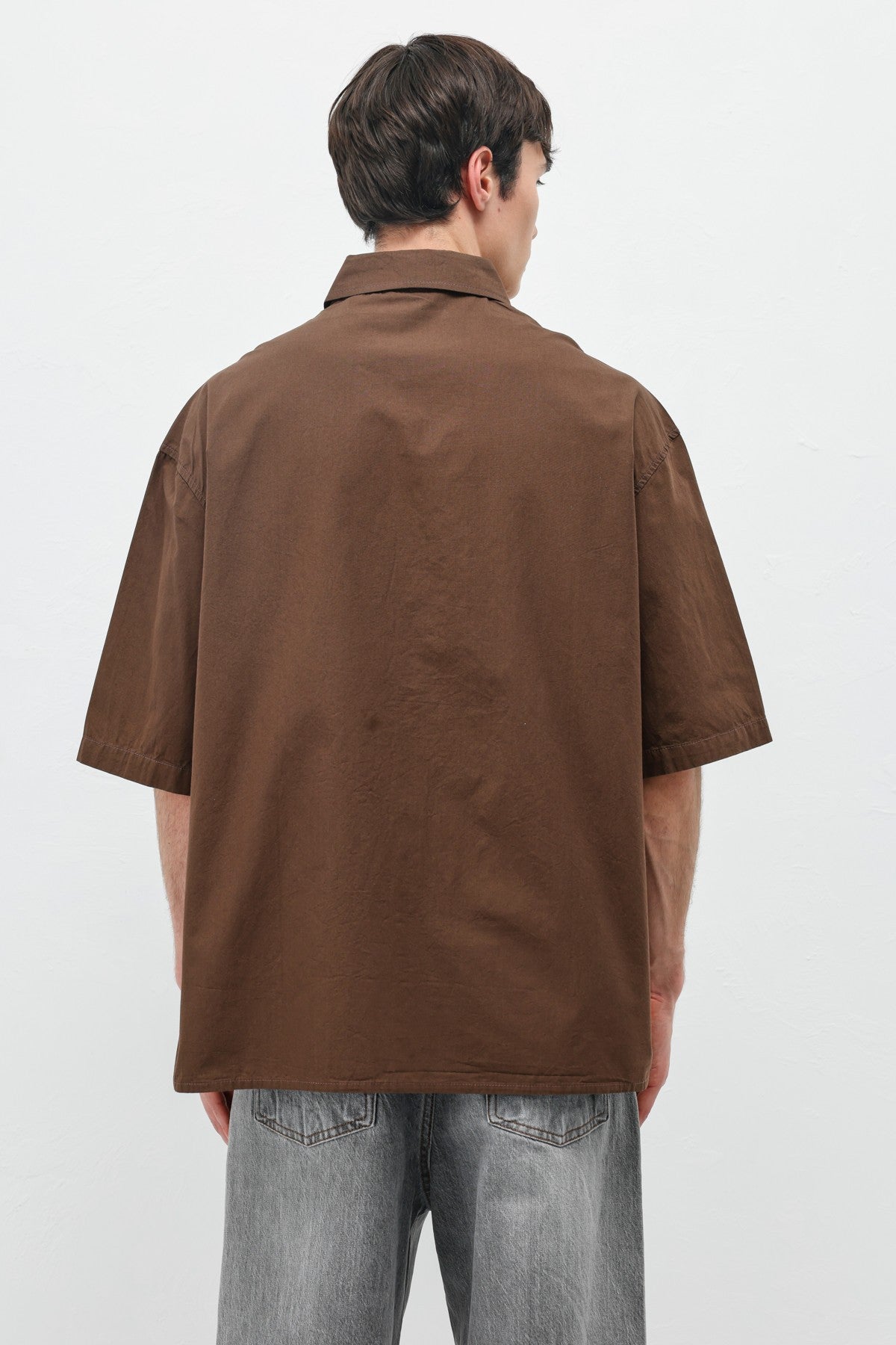 Oversized Short-Sleeve Shirt with Printed Text