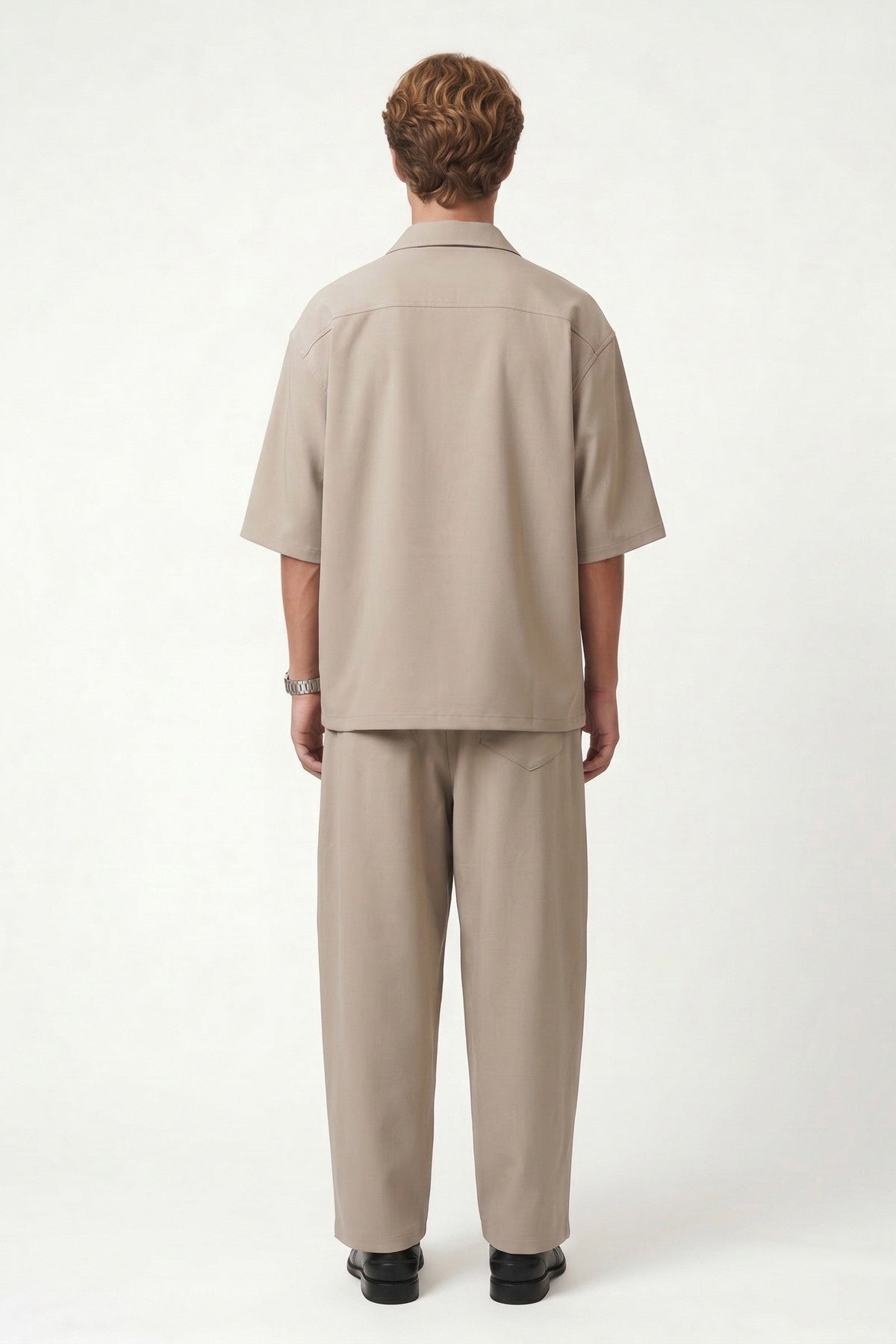 Oversized Stretch-Fabric Shirt with Pockets
