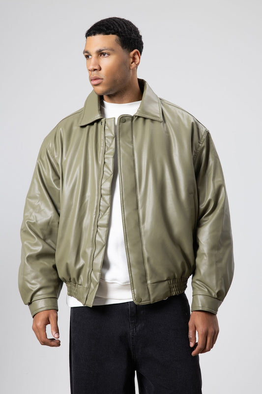 Basic Faux Leather Oversized Jacket