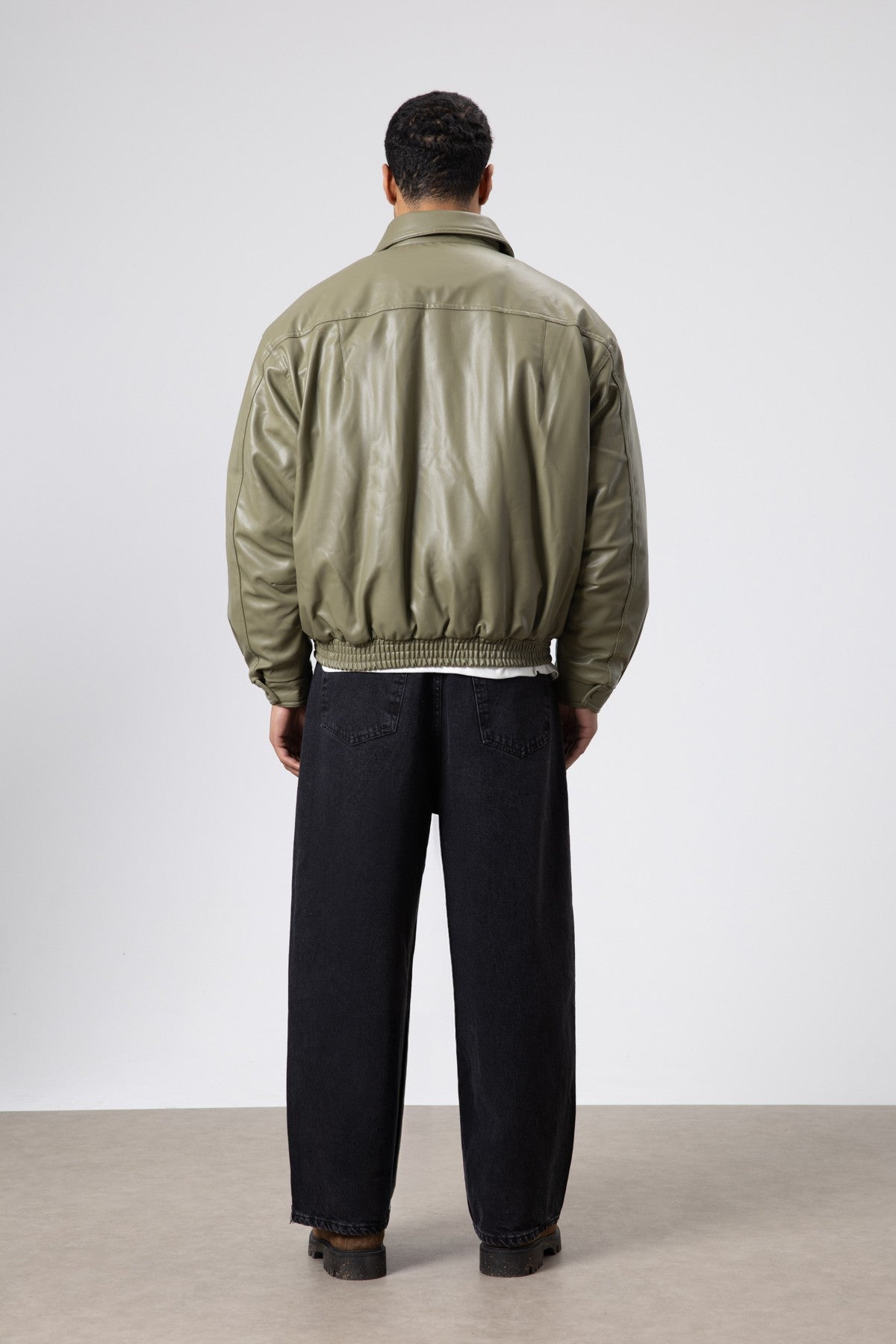 Basic Faux Leather Oversized Jacket