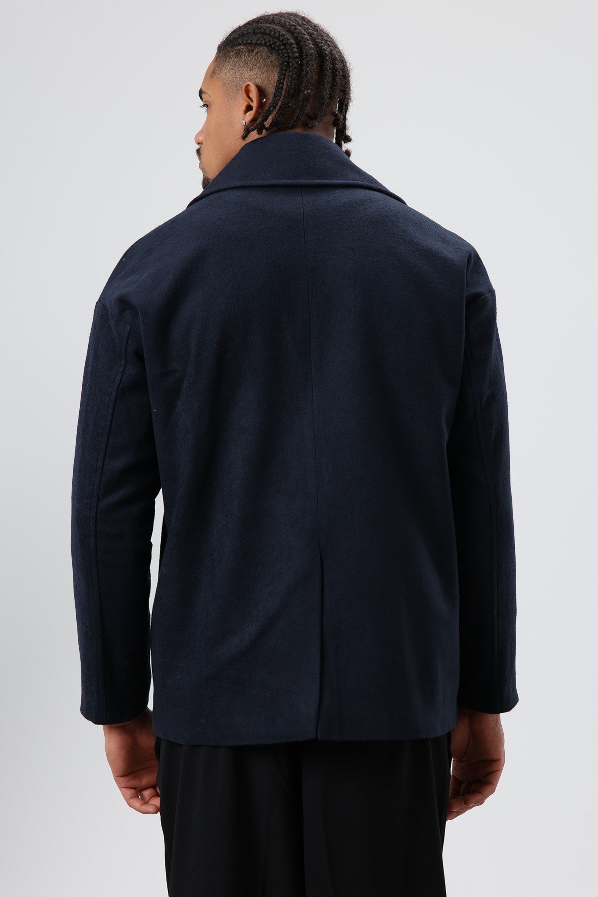 Oversized Double-Breasted Short Napped Wool Jacket