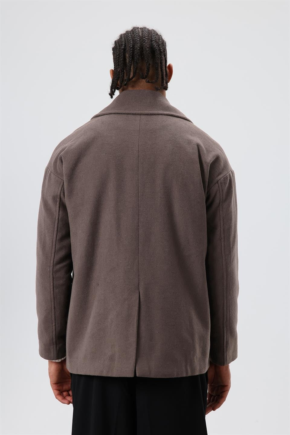 Oversized Double-Breasted Short Napped Wool Jacket