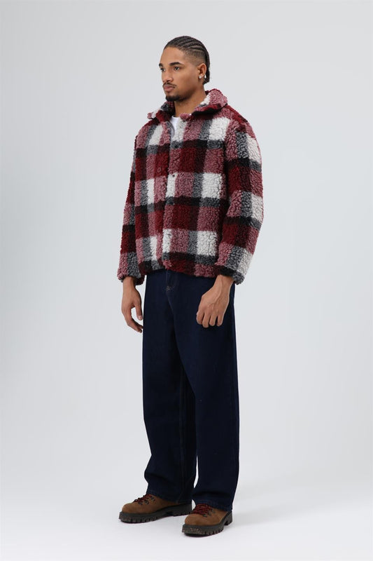 Oversized Plush Checkered Jacket