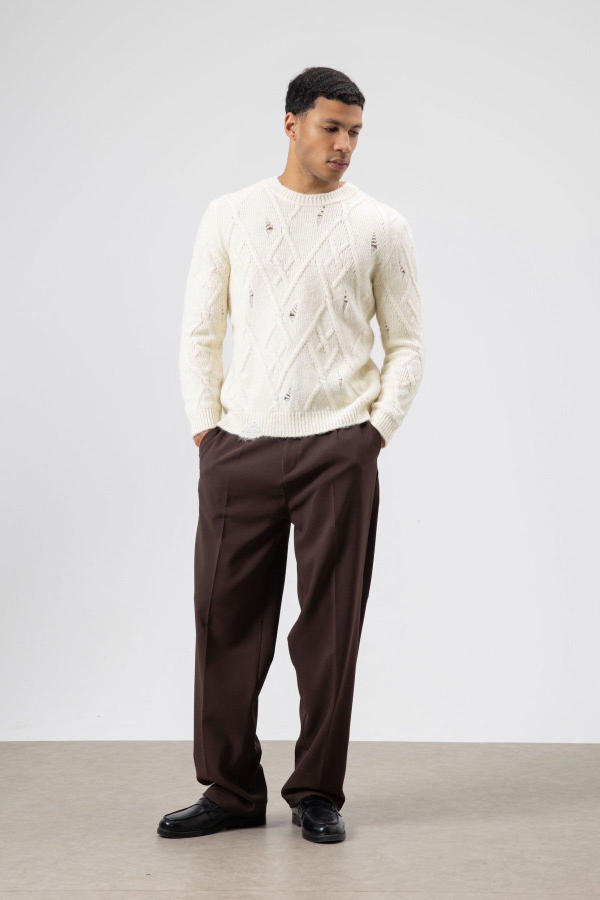 Oversized Patterned Knit Sweater