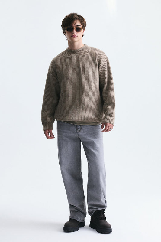 Oversized Ribbed Knit Sweater