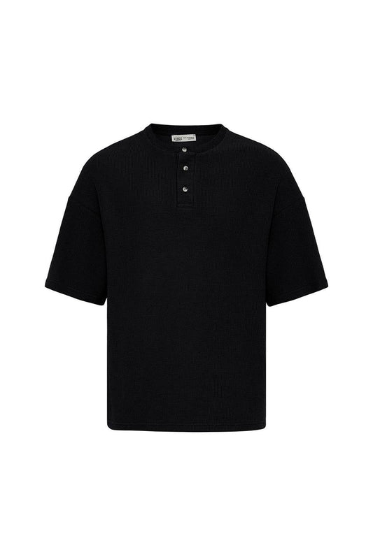 Oversized T-Shirt with Button-Down Collar