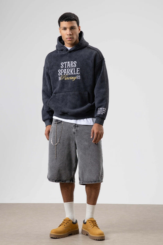 Oversized Embroidered Hooded Sweatshirt