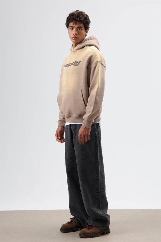 Oversized Printed Washed Hoodie